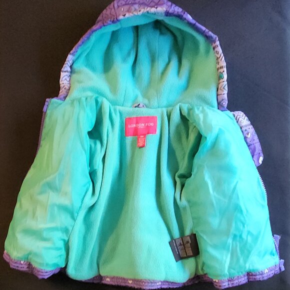 London Fog Infant Girls Hooded Puffer Jacket~18M~18 Months Multicolor/Hearts - Picture 5 of 11